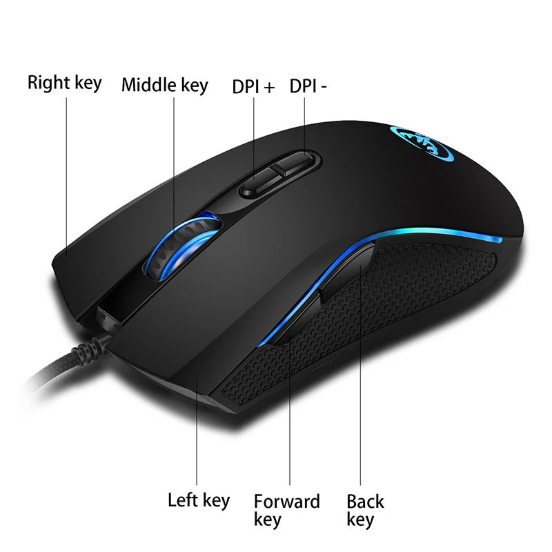 Mouse Gamer USB 3200 DPI 7 Botões com LED RGB